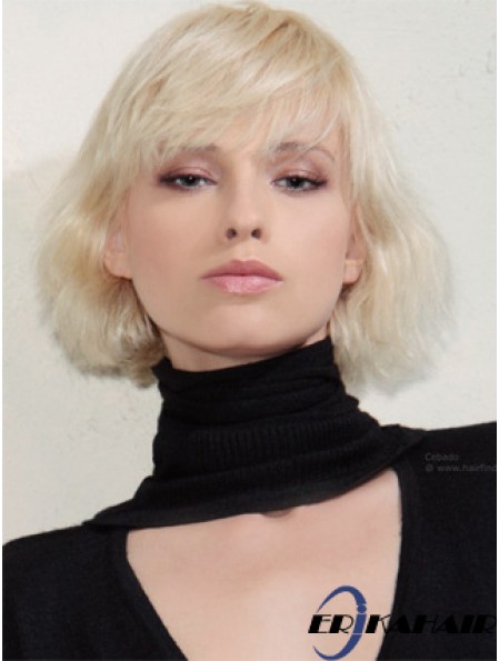 Capless Bobs Kinn Länge gewellt 12  inchPlatinblond New Fashion Perücken