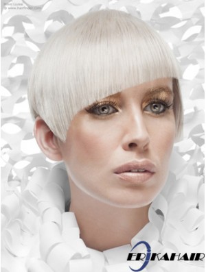 Spitze Front Boycuts kurze gerade 8 Zoll Platinblond Günstigste Mode Perücken