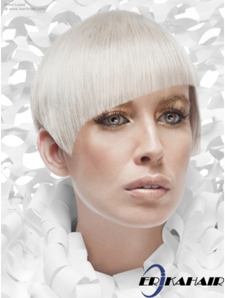 Spitze Front Boycuts kurze gerade 8 Zoll Platinblond Günstigste Mode Perücken