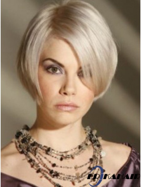 Capless Grey Short Straight 8  inchPlatinblonde Amazing Fashion Perücken