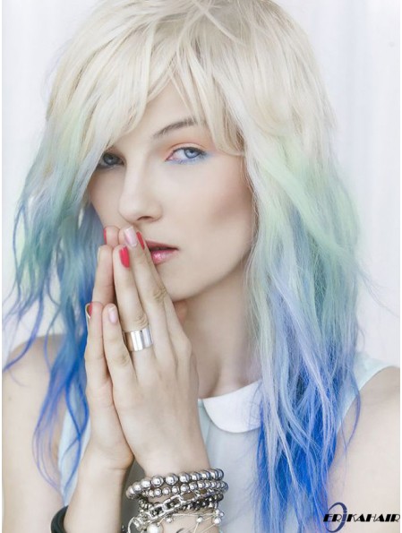 Ideal Ombre / 2 Tone Long Wavy mit Pony 18  inchHuman Lace Perücken