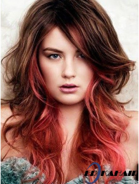 Great Ombre / 2 Tone Long Wavy mit Pony 22  inchHuman Lace Perücken