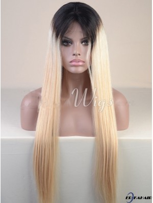 Long Ombre / 2 Tone Straight ohne Pony Günstigste Afroamerikaner Perücken