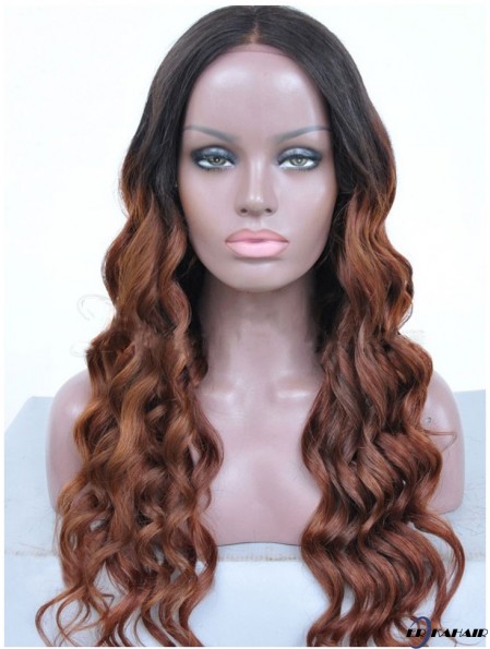 Long Ombre / 2 Tone Wavy ohne Pony Gute Afroamerikaner Perücken