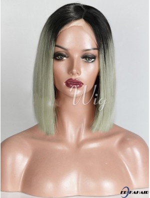 Kinnlänge Ombre / 2 Tone Straight Bobs Geeignete Afroamerikaner Perücken