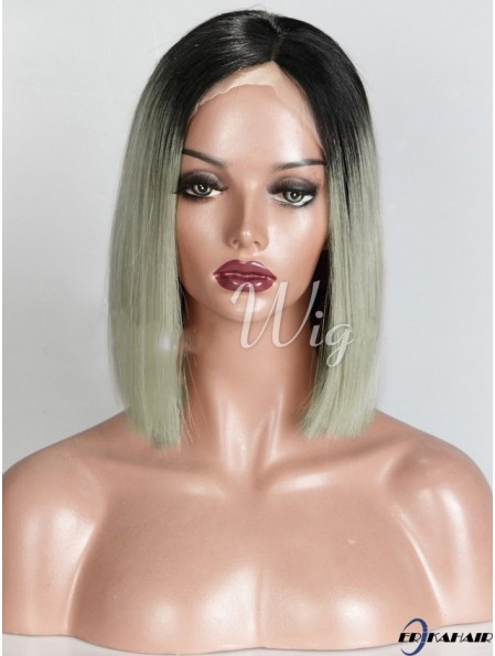 Kinnlänge Ombre / 2 Tone Straight Bobs Geeignete Afroamerikaner Perücken