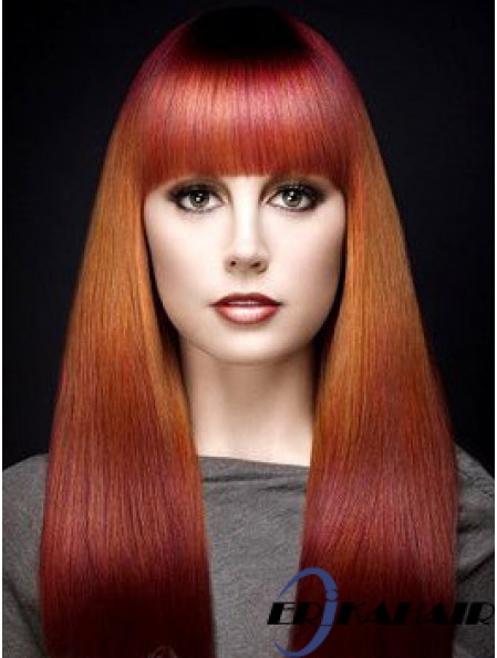 Beliebte Ombre / 2 Tone Long Straight mit Pony 18  inchHuman Lace Perücken