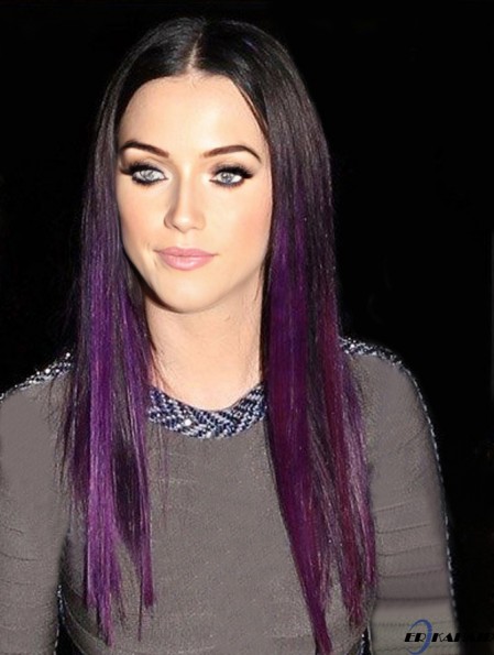Fashion Ombre / 2 Tone Long Straight ohne Pony 18  inchHuman Lace Perücken
