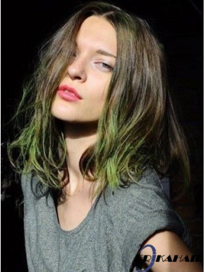 Günstigstes Ombre / 2 Tone Long Wavy ohne Pony 16  inchHuman Lace Perücken