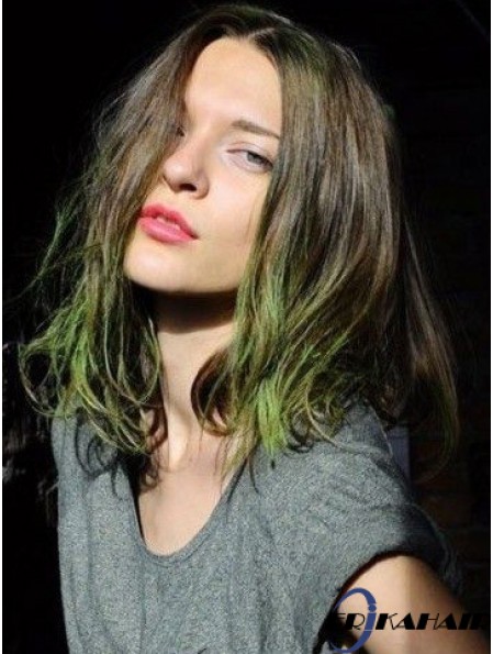 Günstigstes Ombre / 2 Tone Long Wavy ohne Pony 16  inchHuman Lace Perücken