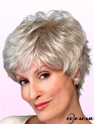 Perücken Elderly Lady Grey Style Kurzer Wellenstil