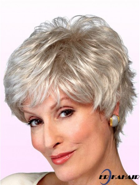 Perücken Elderly Lady Grey Style Kurzer Wellenstil