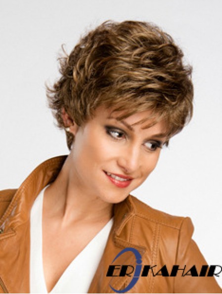 Wellige Blondine Hochwertige kurze klassische Perücken