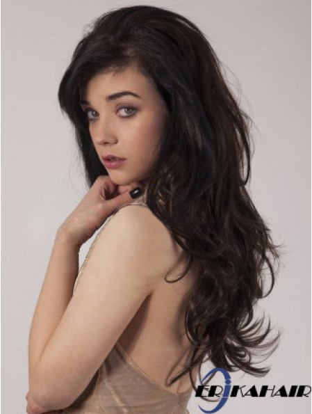 Synthetische schwarze 20  inchCapless Wavy Long 3/4 Hair Perücken
