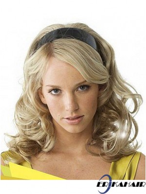 Lange gewellte blonde blonde wunderschöne synthetische halbe Perücken