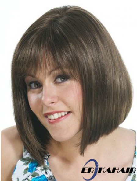 Brown Bob Perücke UK Mit Capless Straight Style Chin Länge