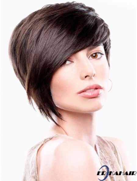 Brown Straight Chin Kinn Länge Bobs Capless Günstigste Perücken Online