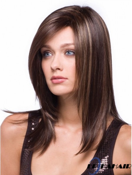 Lange braune Perücke mit synthetischen Caplesss Straight Style