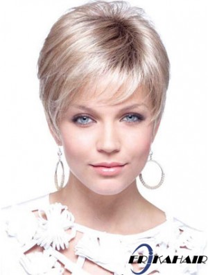 Blonde Cropped Straight Boycuts Capless Moderne Damen Perücken