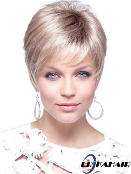Blonde Cropped Straight Boycuts Capless Moderne Damen Perücken