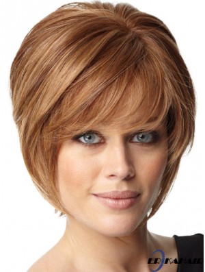 Auburn Straight Chin Länge Bobs Capless Günstige Damen Perücken UK