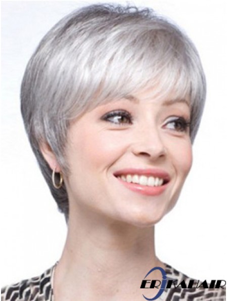 Kurze Perücken UK Straight Style Mit Capless Grey Cut