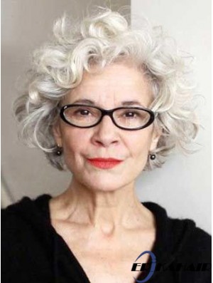 Curly Lace Front Perücken mit Remy Human Curly Style Grey Cut