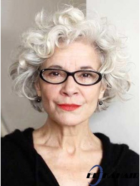 Curly Lace Front Perücken mit Remy Human Curly Style Grey Cut