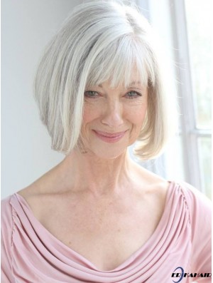 Echthaarperücken mit Remy Capless Grey Cut Kinnlänge