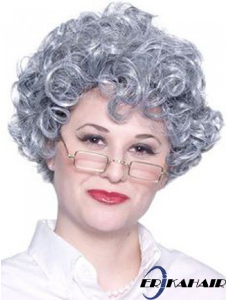 Curly Lace Front 8 Zoll besten kurzen grauen Perücken
