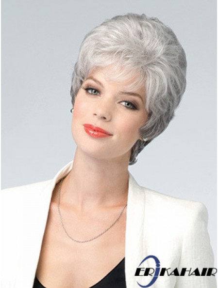 Lace Front Perücke Grey Cut Welliger Stil Kurze Länge Mit Remy