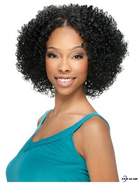 U-Teil Perücken mit Spitze vorne Kinn Länge Curly Style