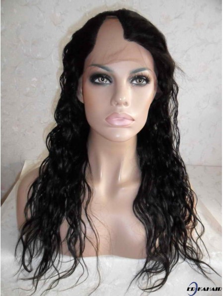 Fabulous Black Long Wavy U Teil Perücken
