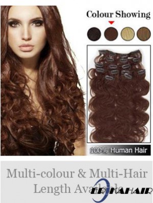 Hochwertige Auburn Wavy Remy Echthaarspange in Haarverlängerungen