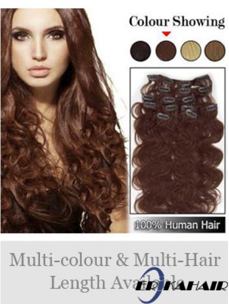 Hochwertige Auburn Wavy Remy Echthaarspange in Haarverlängerungen