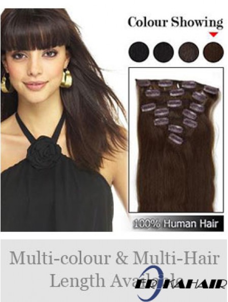 Flexibilität Brown Straight Remy Echthaarspange in Haarverlängerungen
