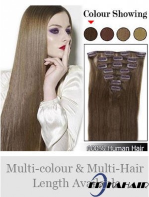 Beste Brown Straight Remy Echthaarspange in Haarverlängerungen