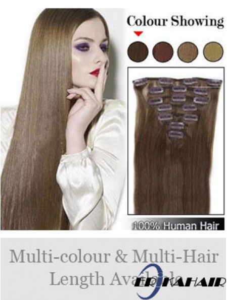 Beste Brown Straight Remy Echthaarspange in Haarverlängerungen