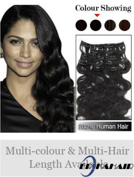 Great Black Wavy Remy Echthaarspange in Haarverlängerungen