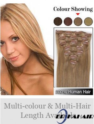 Weiche blonde gerade gerade menschliche Haarspange in Haarverlängerungen