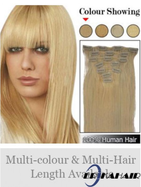 Trendy Blonde Straight Remy Echthaarspange in Haarverlängerungen