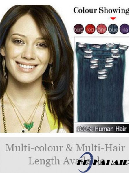 Clip In Echthaarverlängerungen Straight Style Black Color