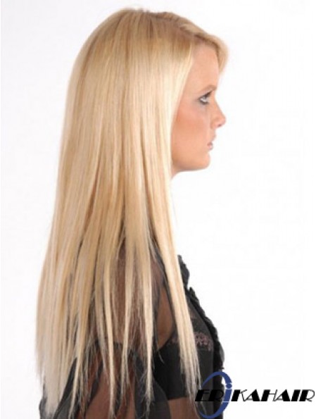 Beliebte Blonde Straight Remy Echthaarspange in Haarverlängerungen