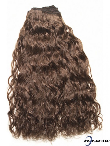 Curly Remy Menschenhaar Brown Top Weft Extensions