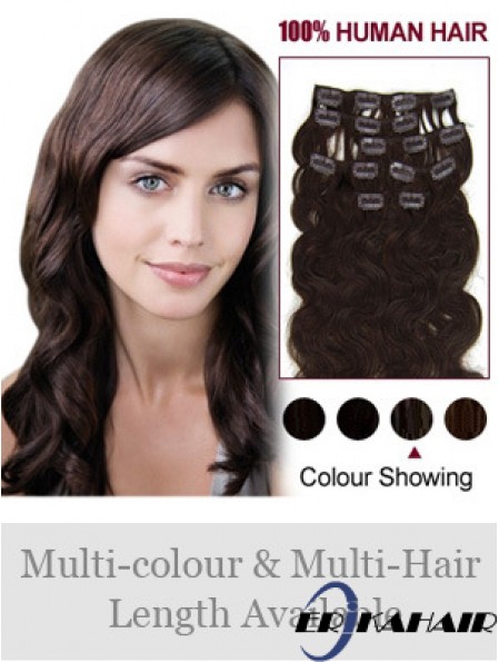 Beste Brown Wavy Remy Echthaarspange in Haarverlängerungen