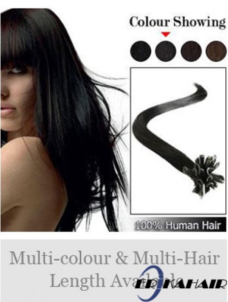 Black Straight Sleek Nail / U Tip Haarverlängerungen
