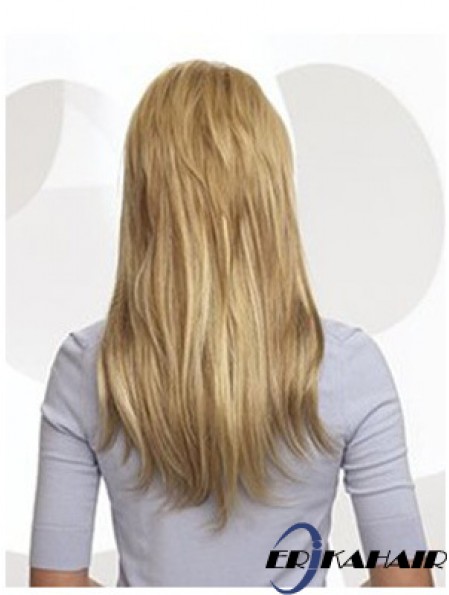 Günstige Blonde Straight Remy Echthaar-Clip in Haarverlängerungen