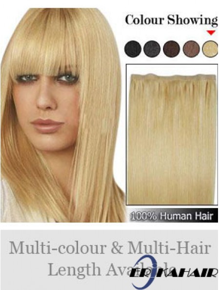 Straight Remy Echthaar Blond Geeignete Schussverlängerungen