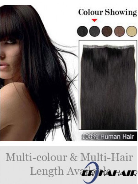 Straight Remy Echthaar Black Incredible Weft Extensions