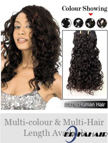 Curly Remy Menschenhaar Schwarz Moderne Schussverlängerungen